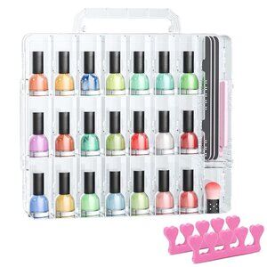 Nail Polish Organizer Case for 48 Bottles, Gel Nail Polish Storage Holder Double